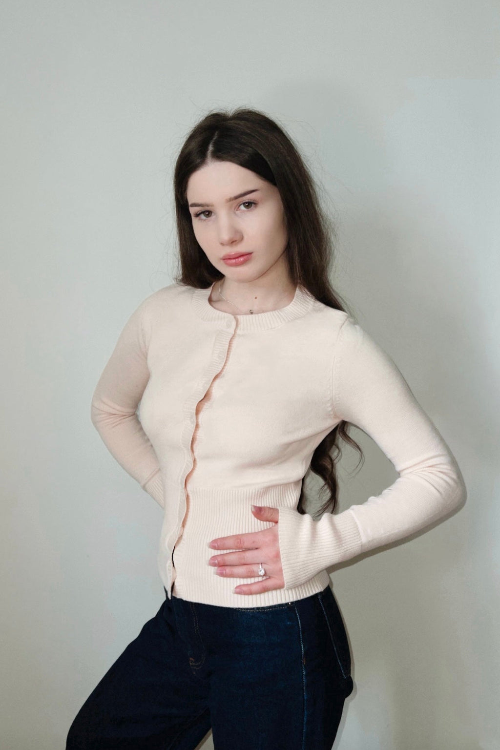 HOURGLASS KNIT CARDIGAN- BABY PINK