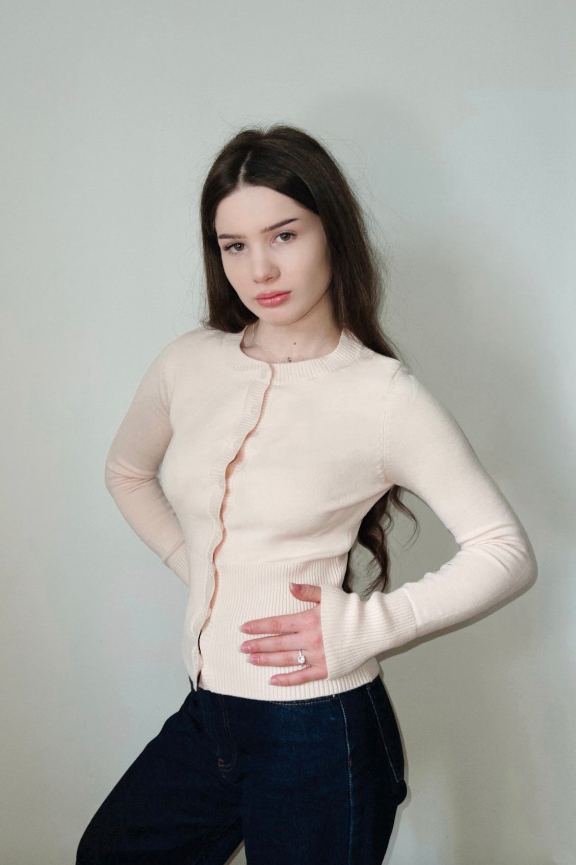 HOURGLASS KNIT CARDIGAN- BABY PINK