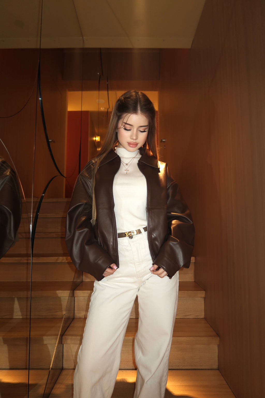 VEGAN LEATHER OVERSIZED BOMBER JACKET