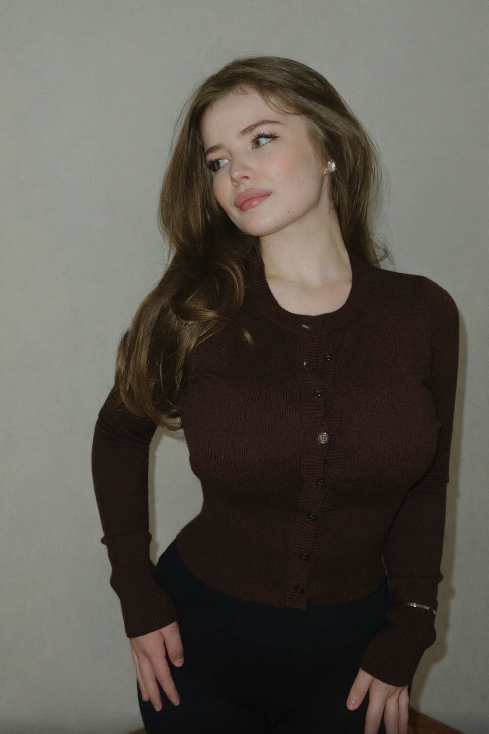 HOURGLASS KNIT CARDIGAN - CHOCOLATE BROWN