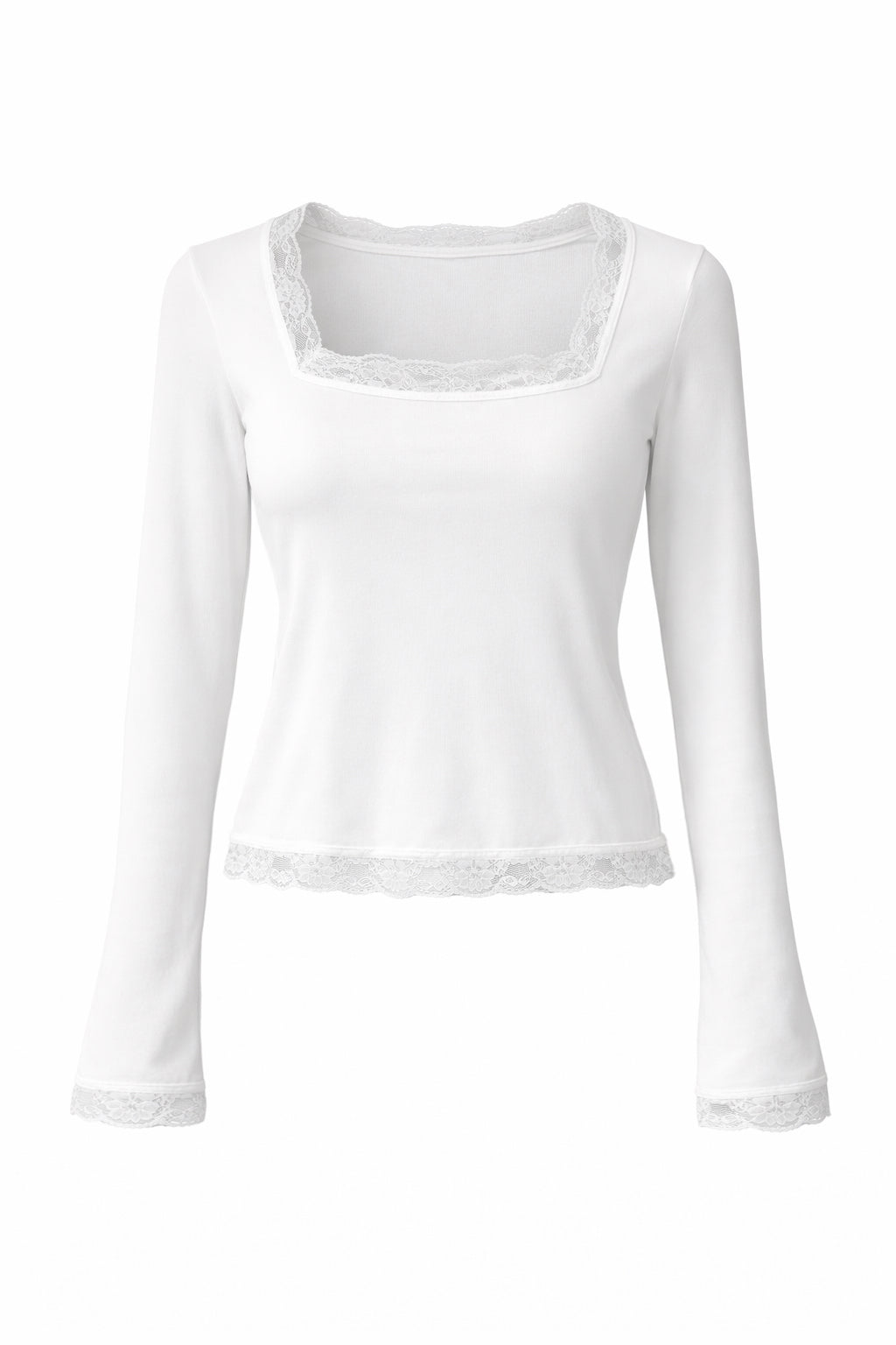 SLIM FIT LACE TOP - WHITE
